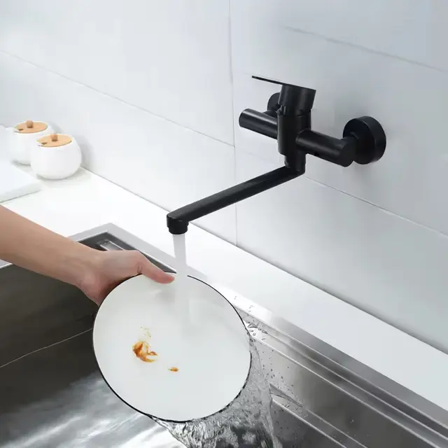 Robinet mural pour cuisine en inox