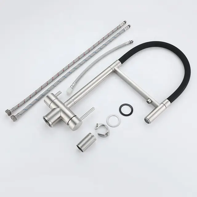 Robinet cuisine flexible purificateur d'eau en laiton