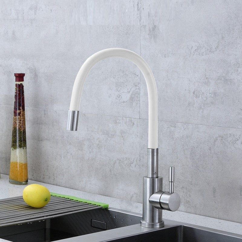 Robinet flexible pour cuisine col de cygne en inox