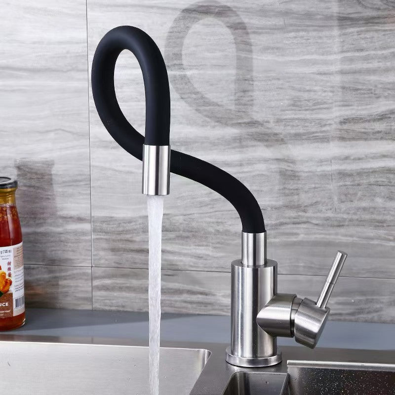 Robinet flexible pour cuisine col de cygne en inox