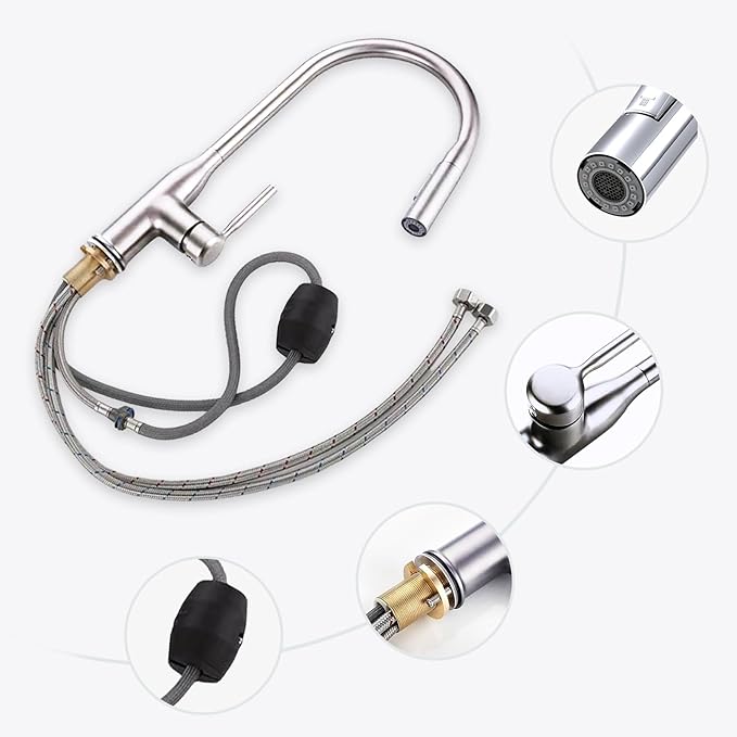 Robinet de cuisine avec douchette extractible en Laiton