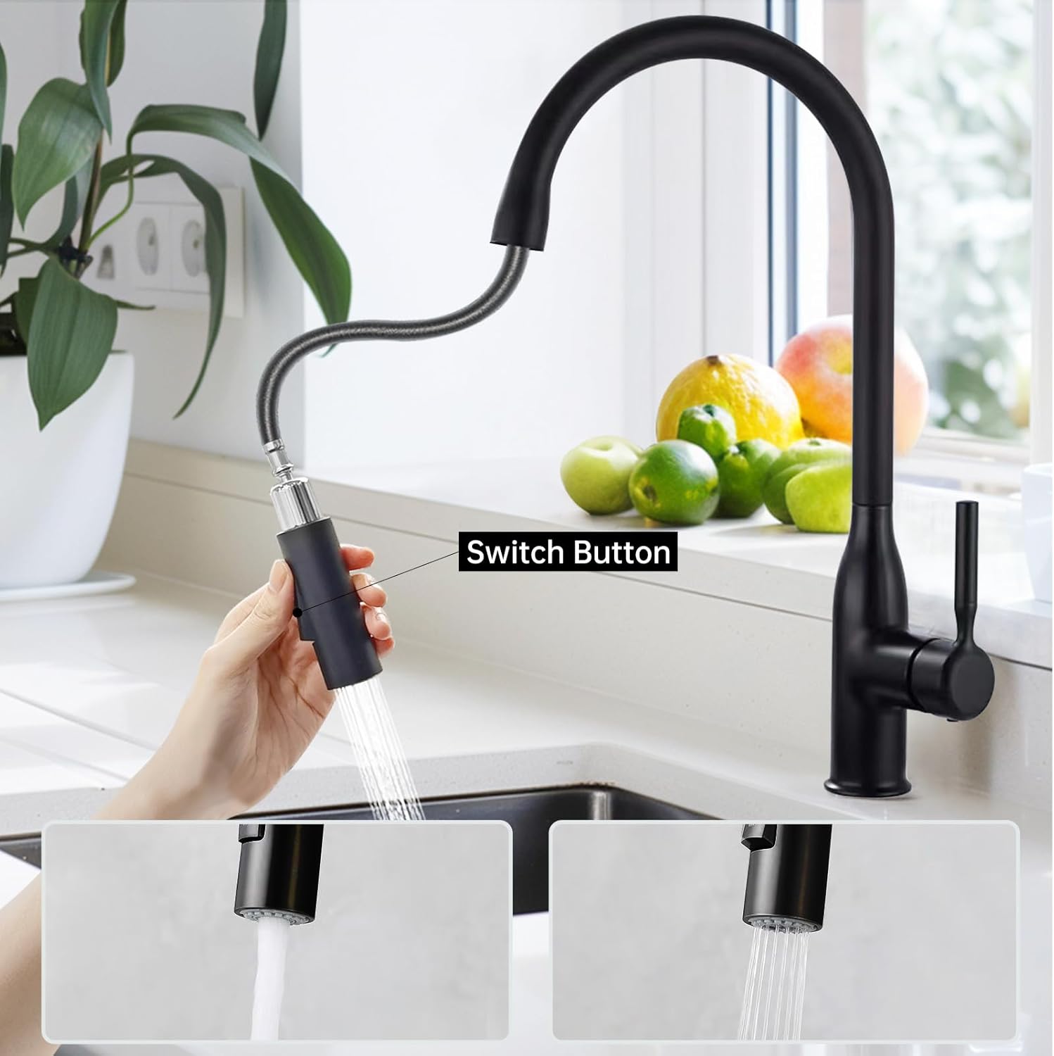 Robinet de cuisine avec douchette extractible en Laiton