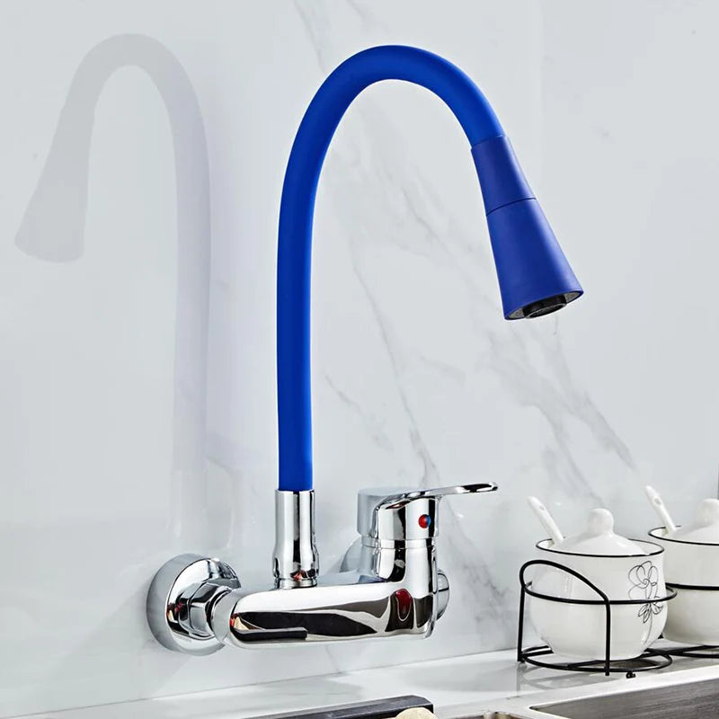 Robinet flexible mural pour cuisine en laiton