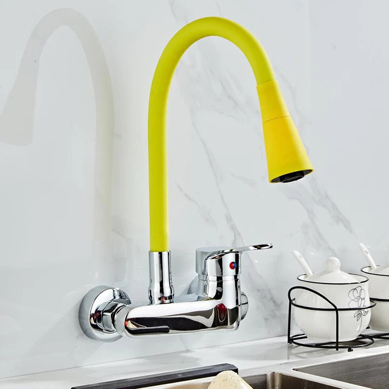 Robinet flexible mural pour cuisine en laiton