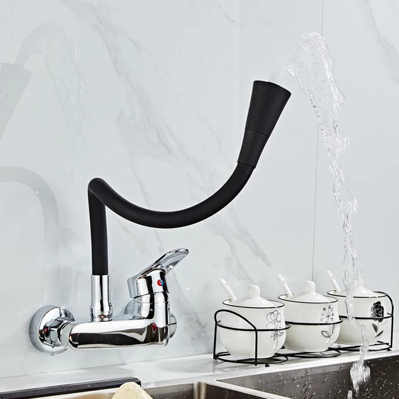 Robinet flexible mural pour cuisine en laiton