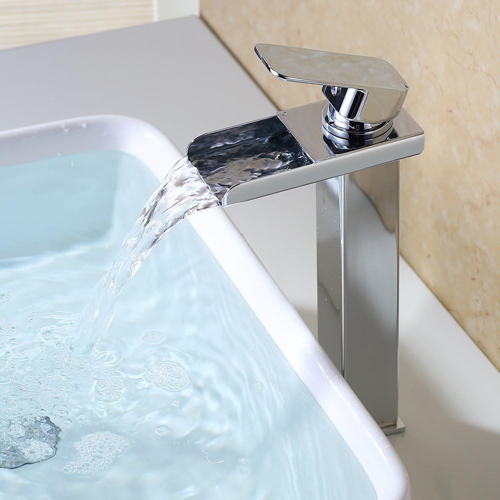 robinet haut cascade pour vasque salle de bain en laiton