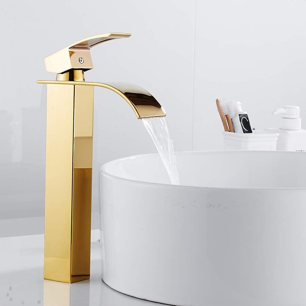 Robinet haut cascade pour vasque salle de bain en laiton