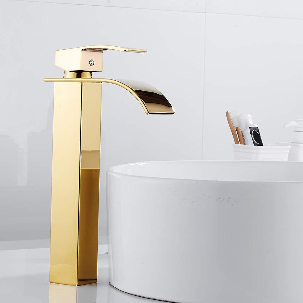 Robinet haut cascade pour vasque salle de bain en laiton