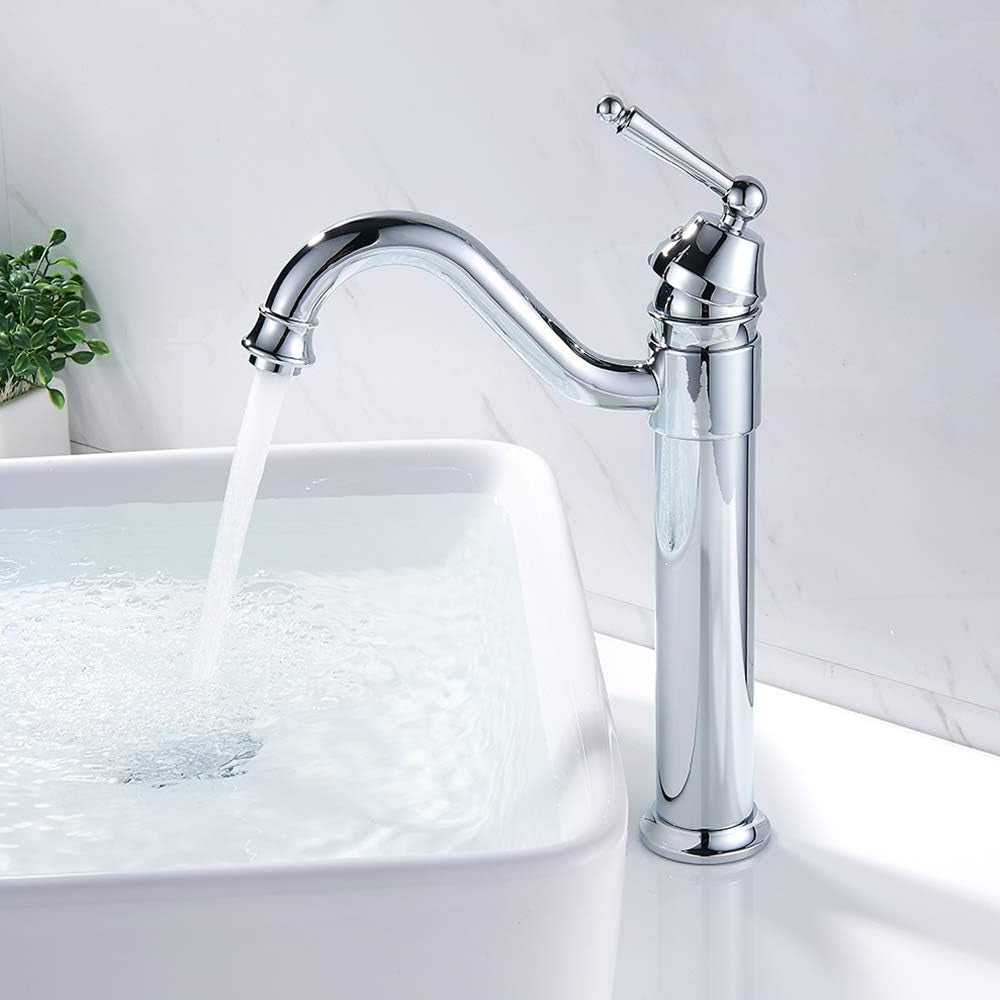 Robinet haut vintage pour vasque de salle de bain en laiton