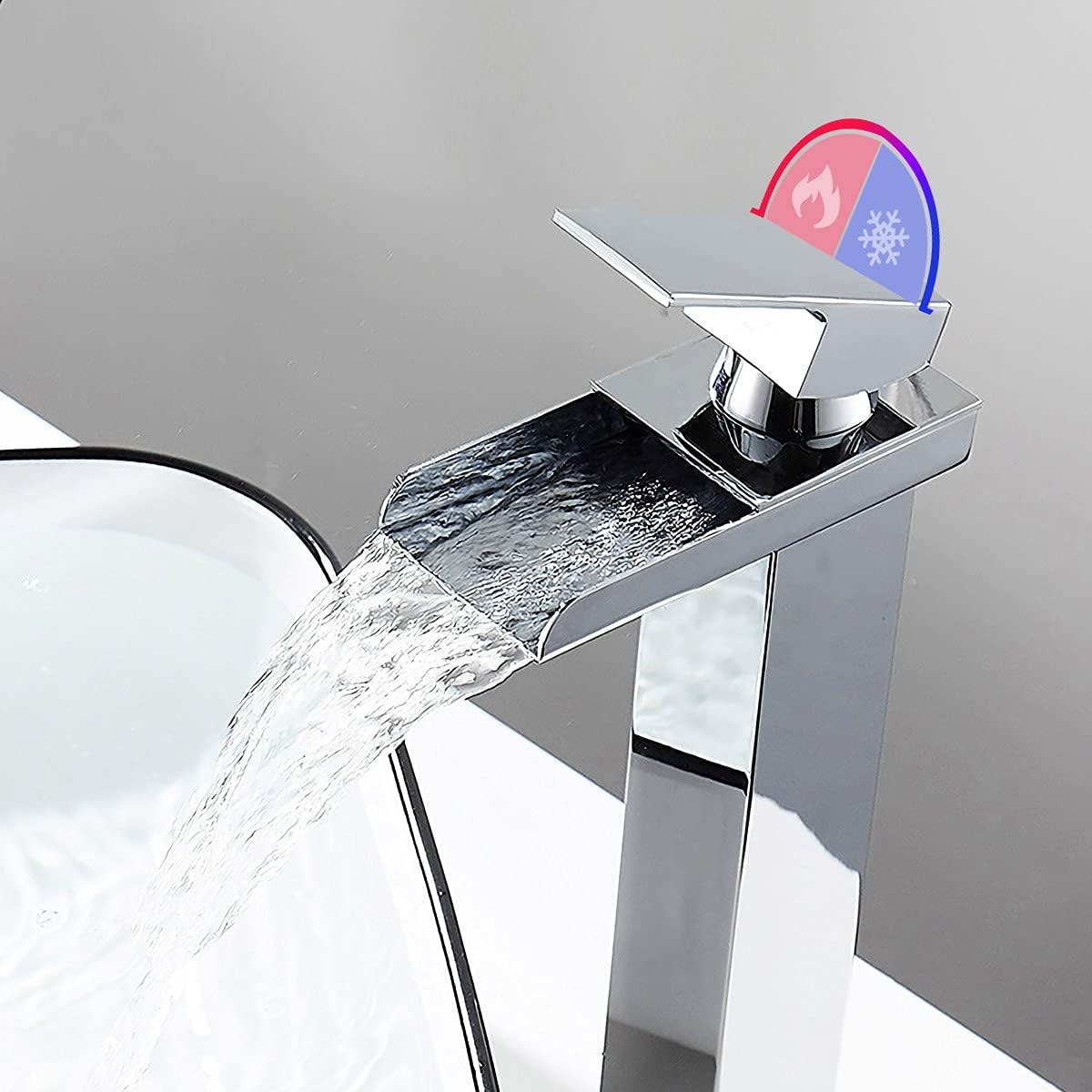robinet haut cascade pour vasque salle de bain en laiton