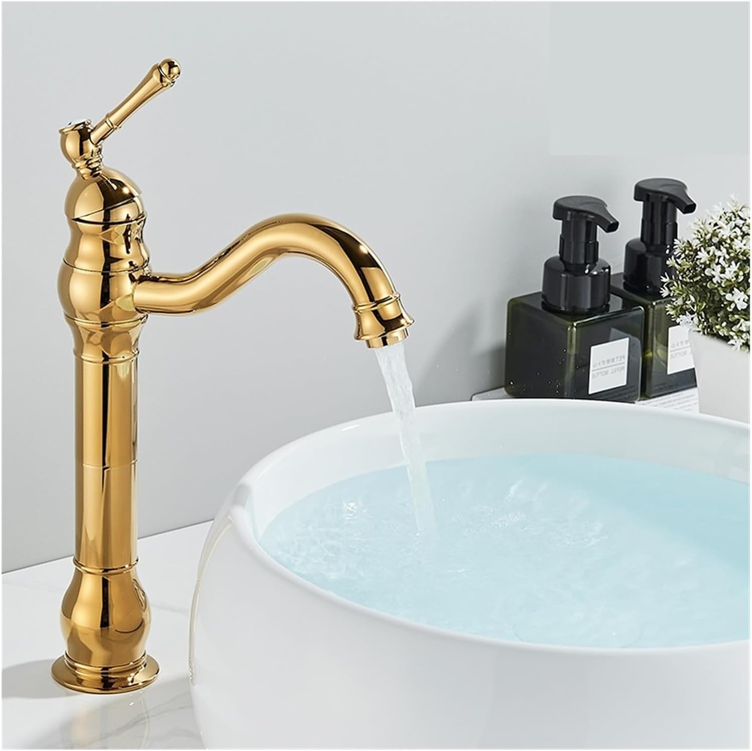 Robinet haut vintage pour vasque salle de bain en laiton