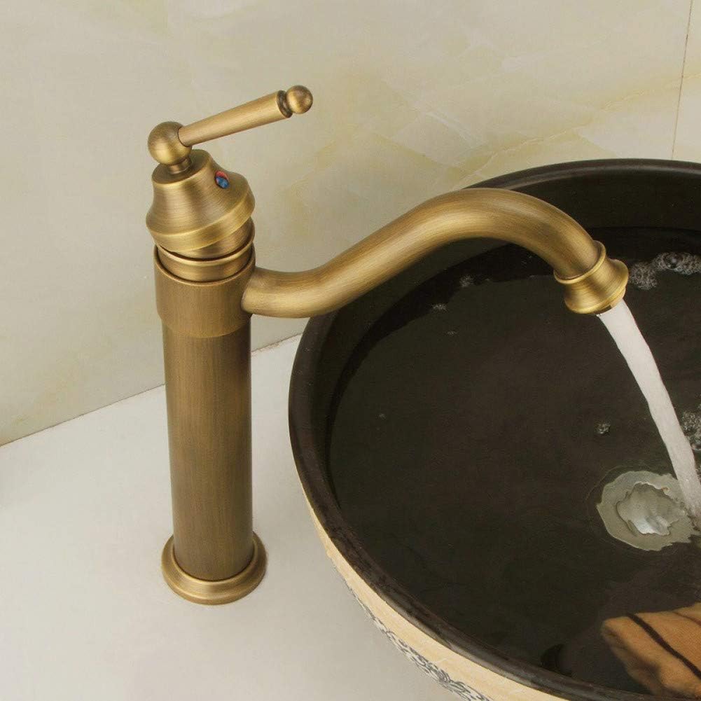 Robinet haut vintage pour vasque de salle de bain en laiton