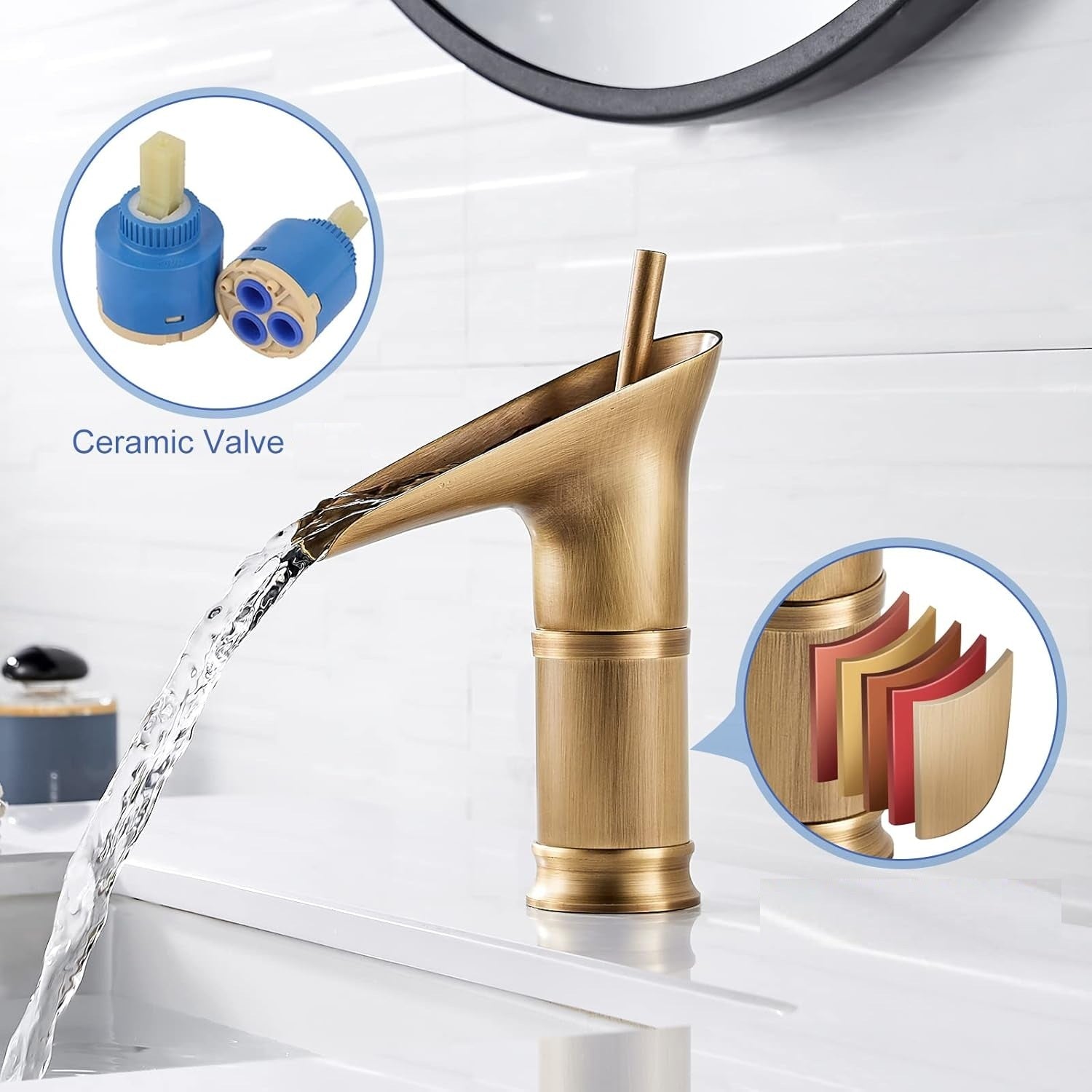 Robinet cascade salle de bain en laiton