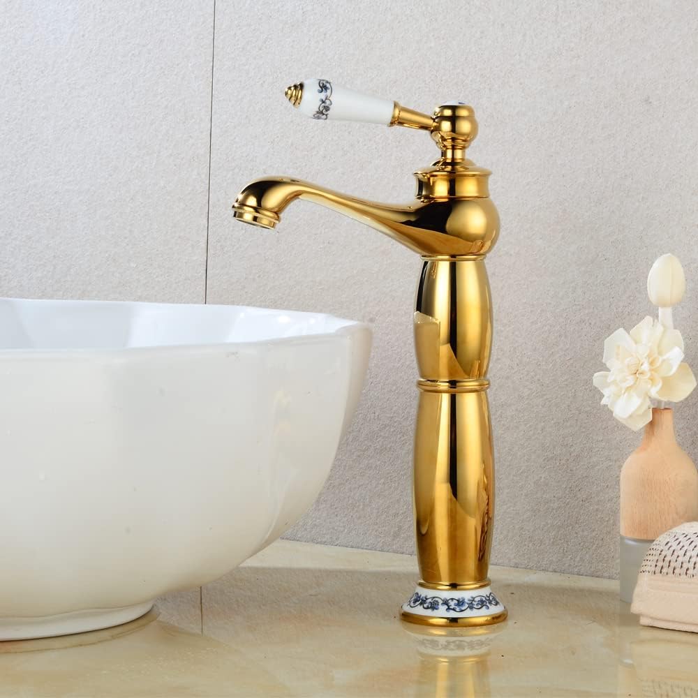 Robinet haut vintage pour vasque salle de bain en laiton