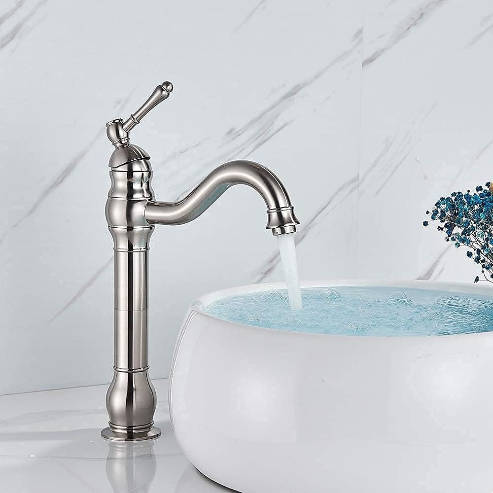 Robinet haut vintage pour vasque salle de bain en laiton