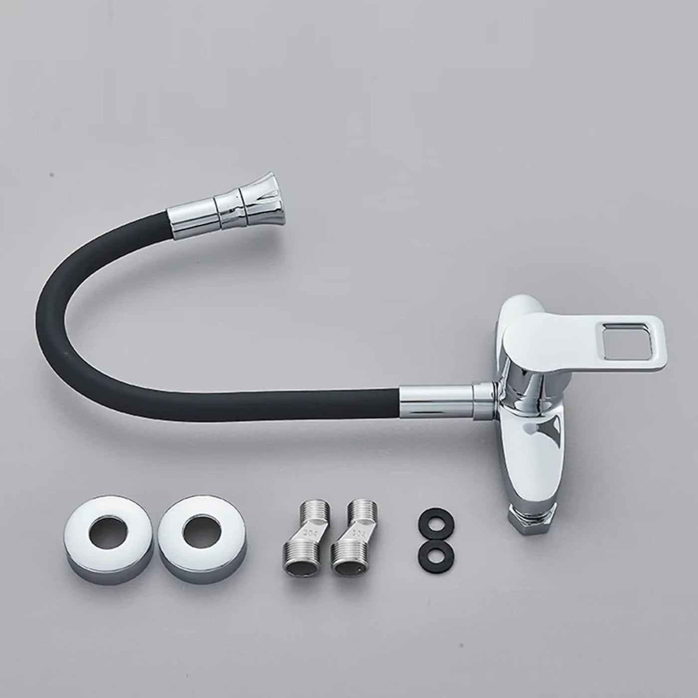 Robinet flexible pour cuisine murale col de cygne en laiton