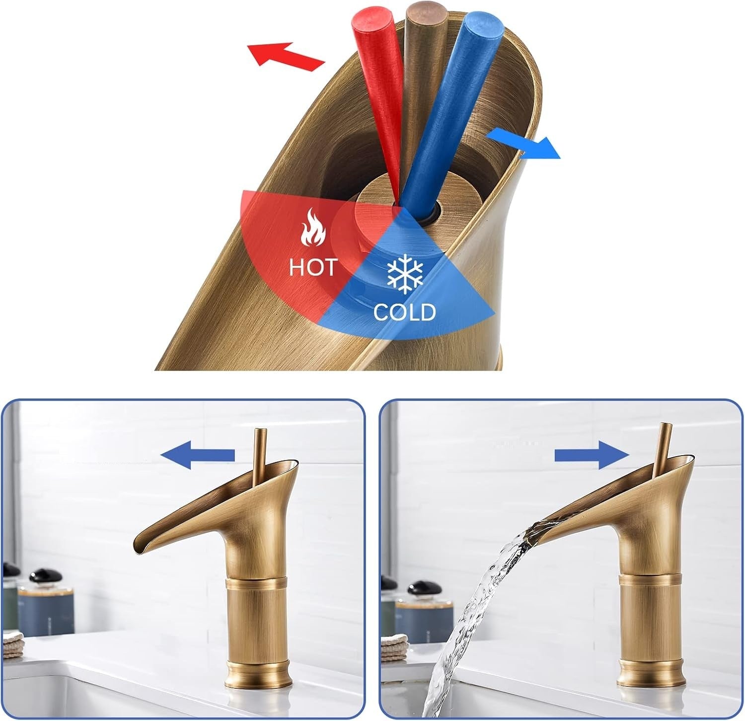 Robinet cascade salle de bain en laiton