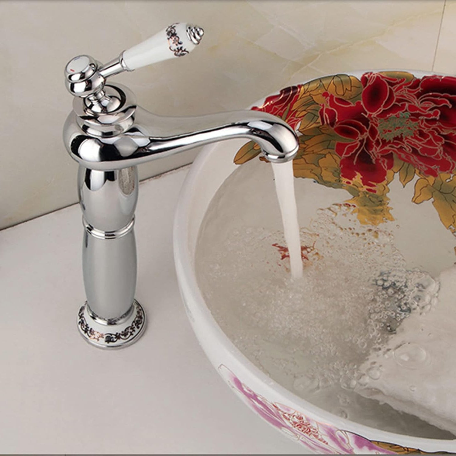 Robinet haut vintage pour vasque salle de bain en laiton