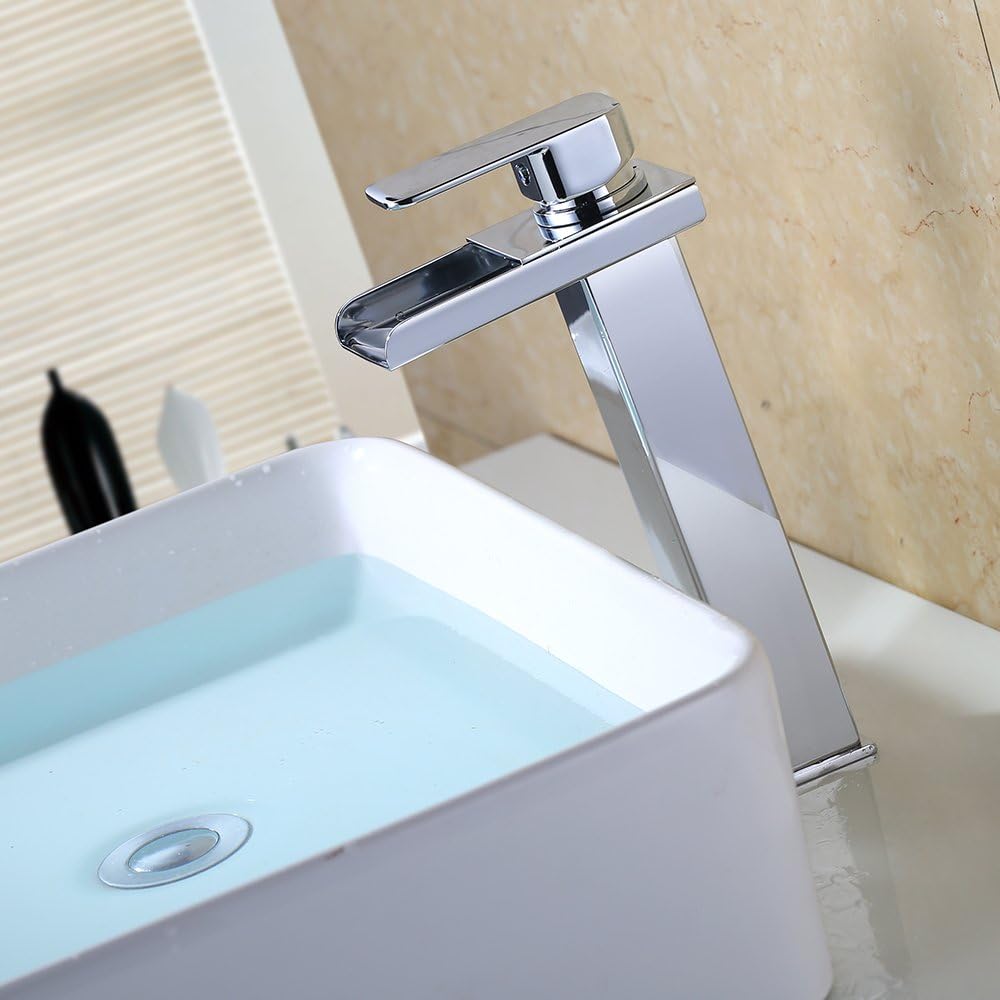 robinet haut cascade pour vasque salle de bain en laiton