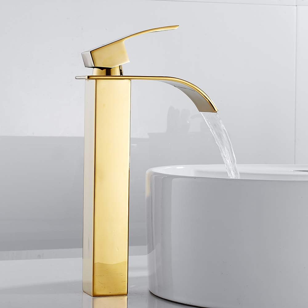 Robinet haut cascade pour vasque salle de bain en laiton