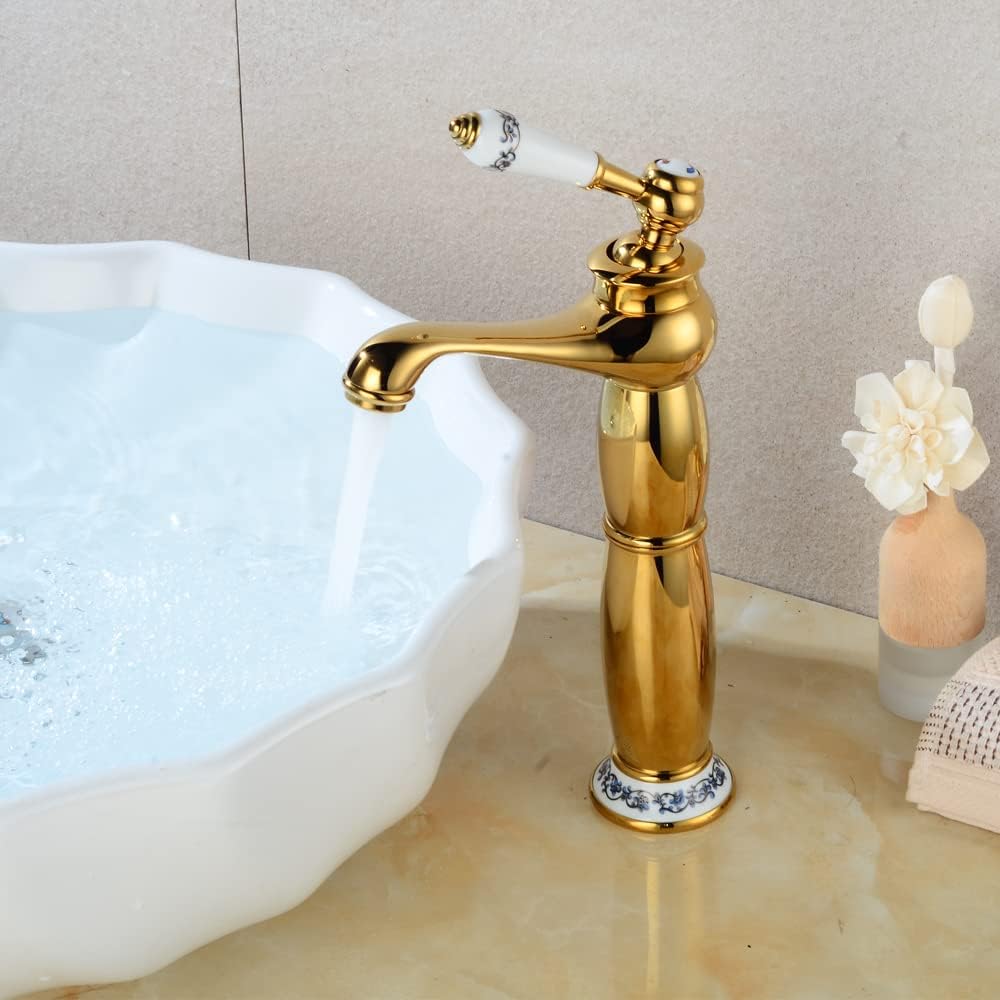 Robinet haut vintage pour vasque salle de bain en laiton