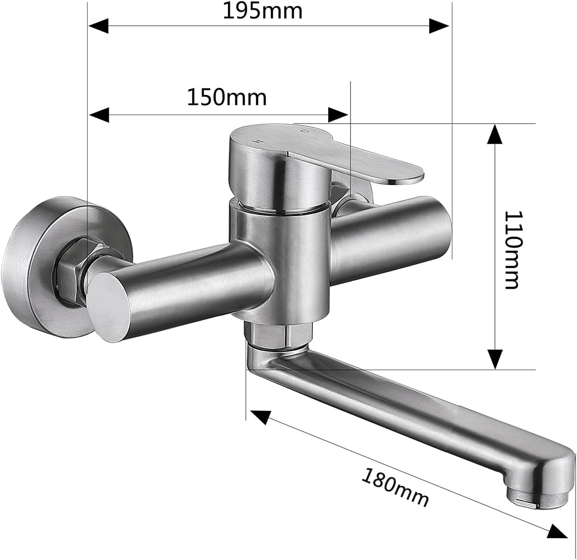 Robinet mural pour cuisine en inox