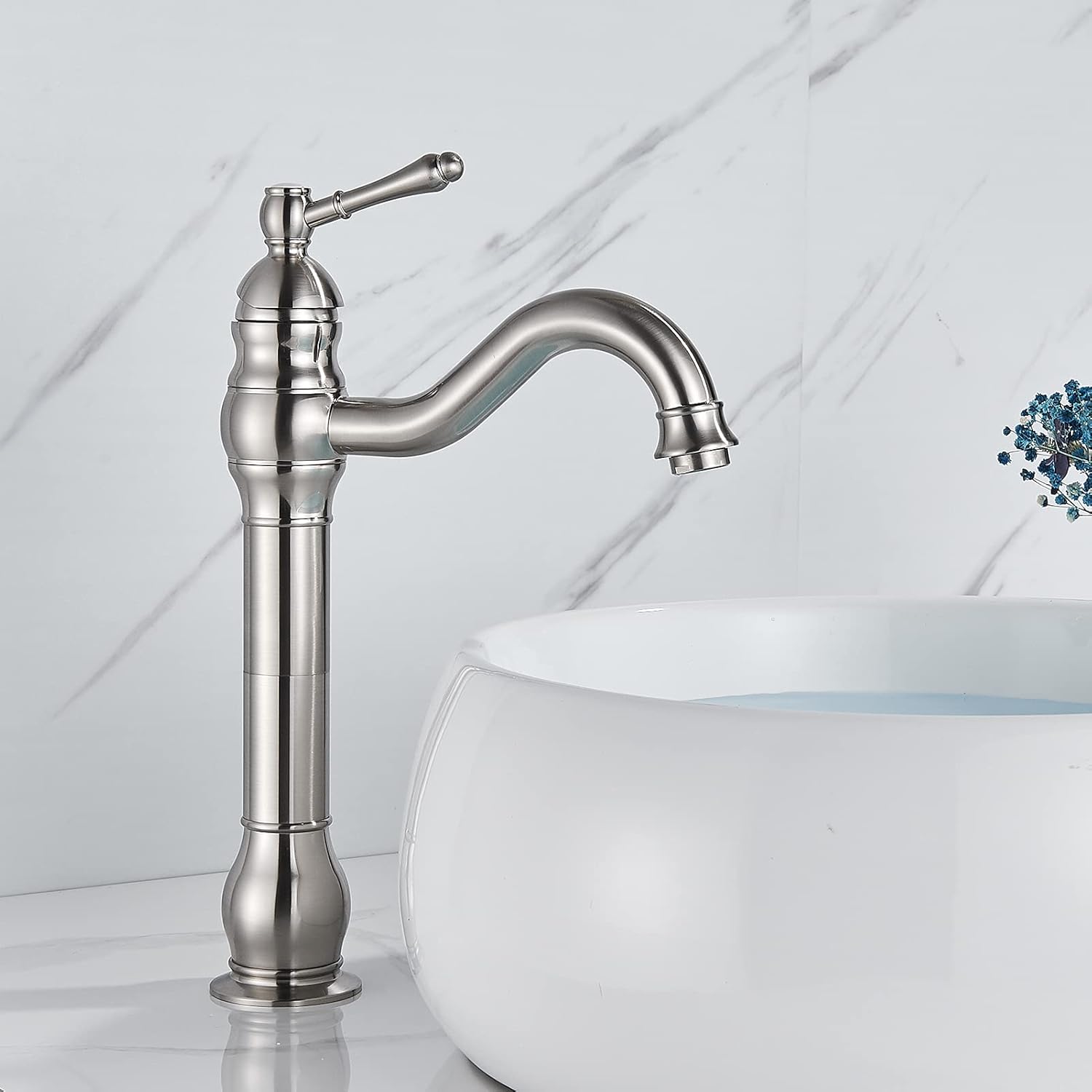 Robinet haut vintage pour vasque salle de bain en laiton