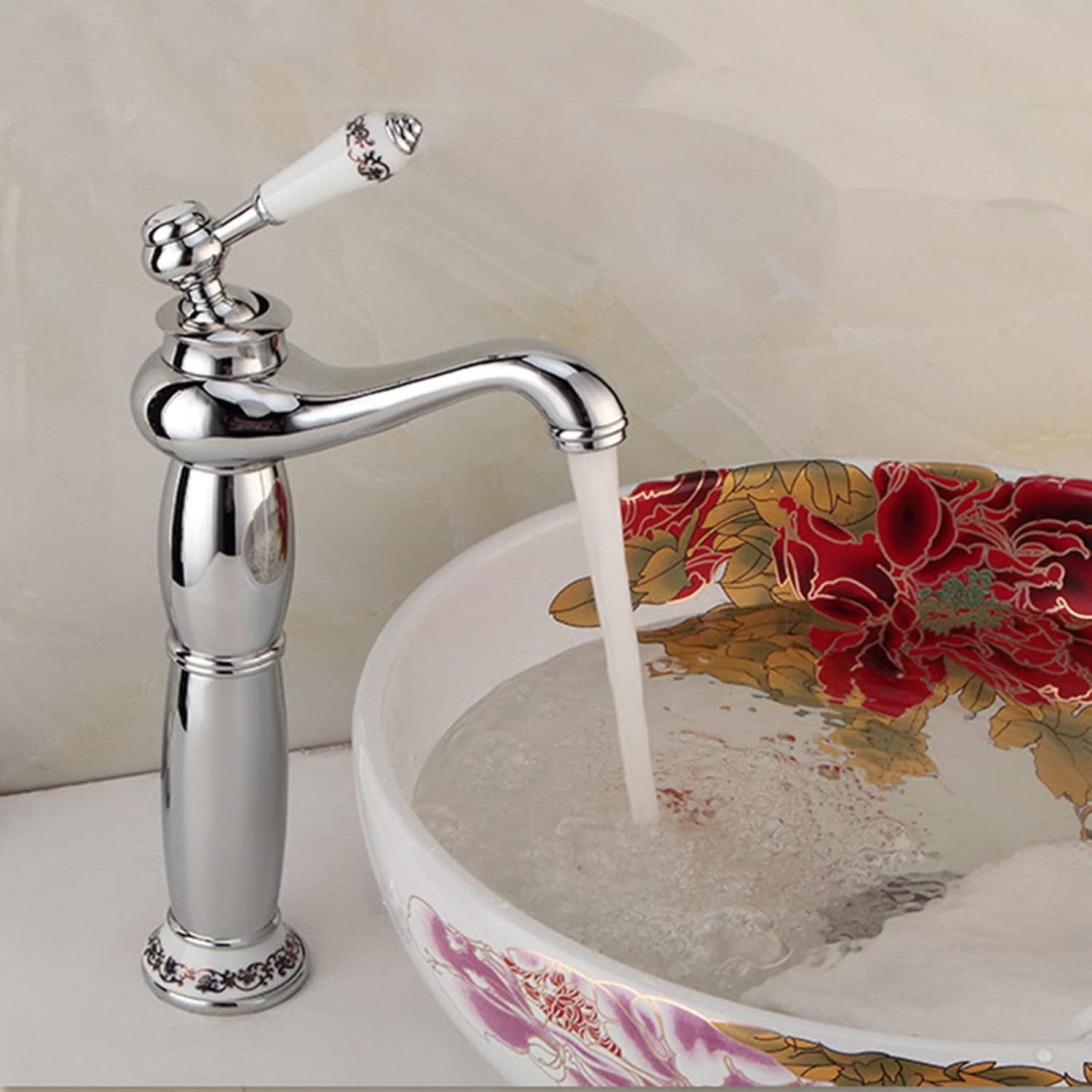 Robinet haut vintage pour vasque salle de bain en laiton