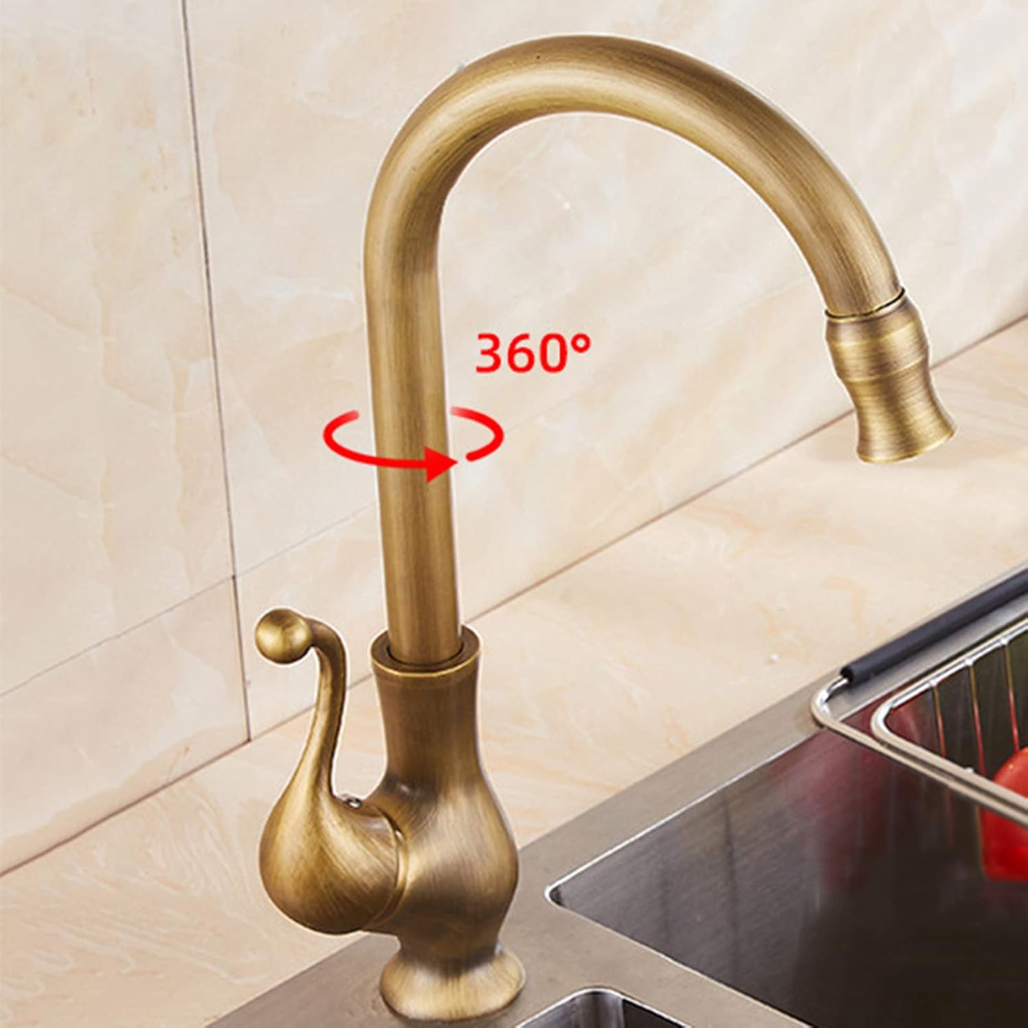 Robinet vintage col de cygne pour cuisine en laiton