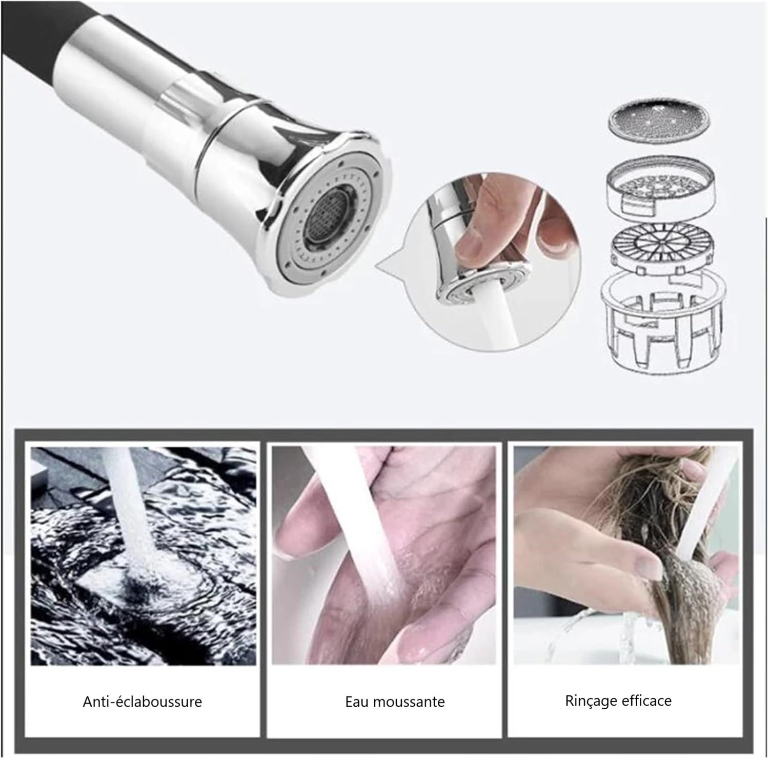 Robinet flexible pour cuisine murale col de cygne en laiton