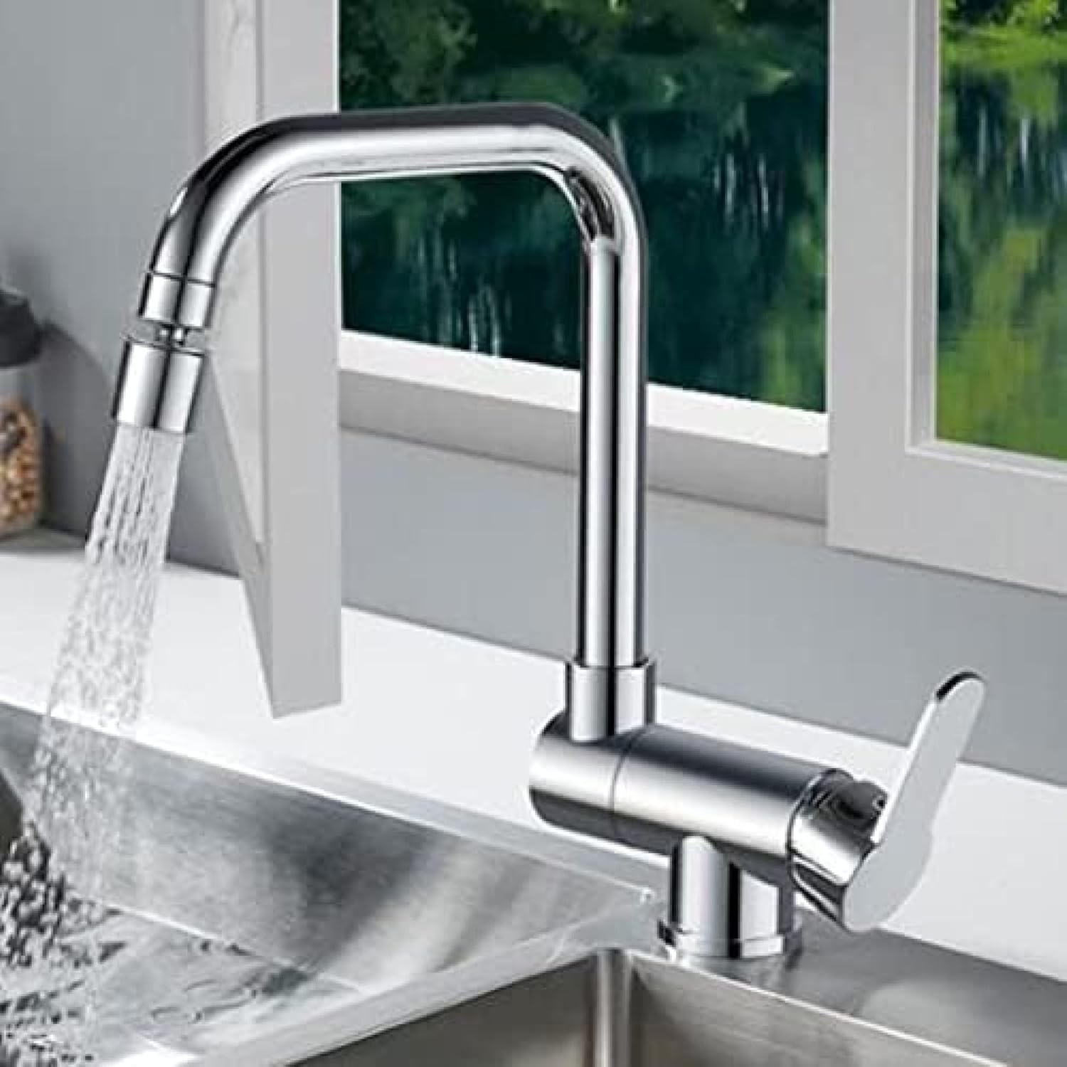 Robinet cuisine pliable sous fenêtre laiton