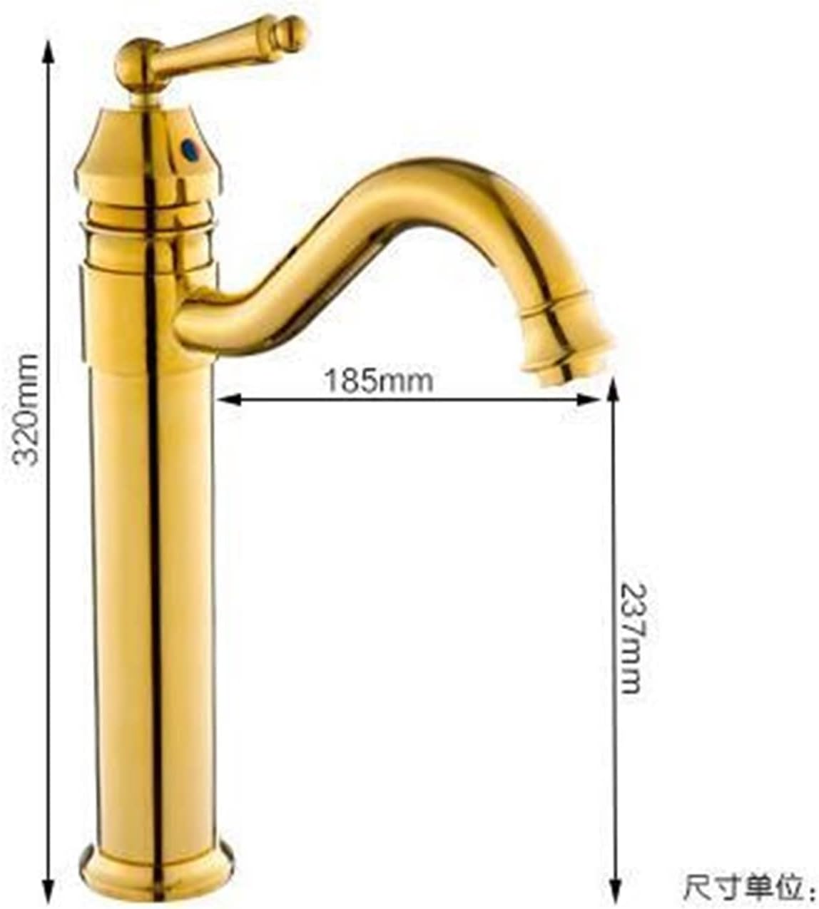 Robinet haut vintage pour vasque de salle de bain en laiton