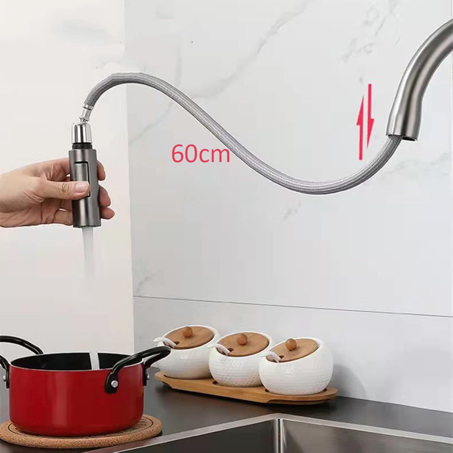 Robinet de cuisine avec douchette extractible en Laiton