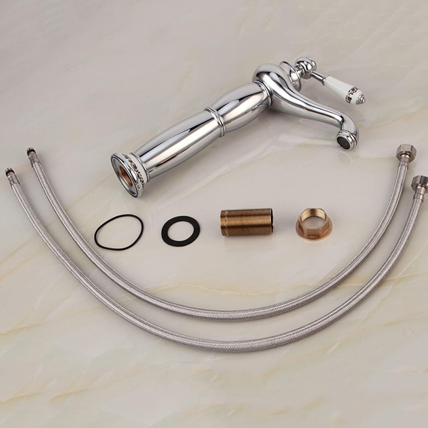 Robinet haut vintage pour vasque salle de bain en laiton