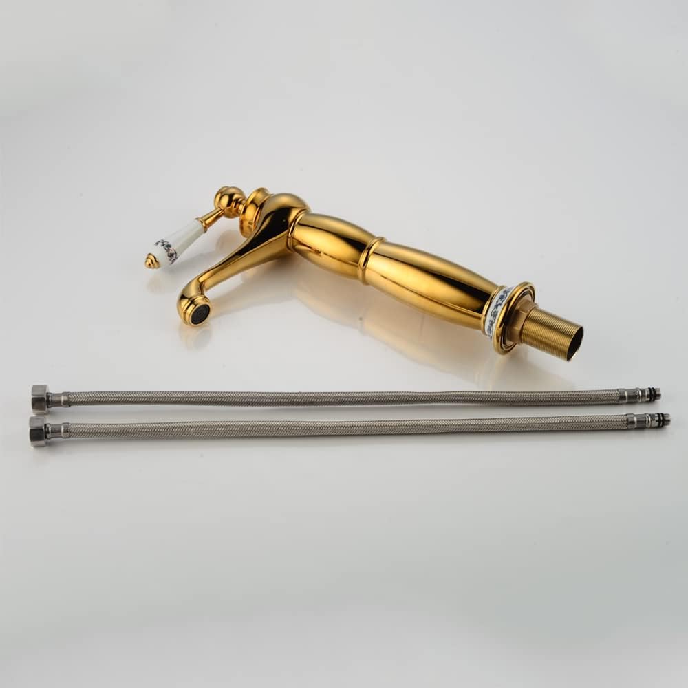 Robinet haut vintage pour vasque salle de bain en laiton