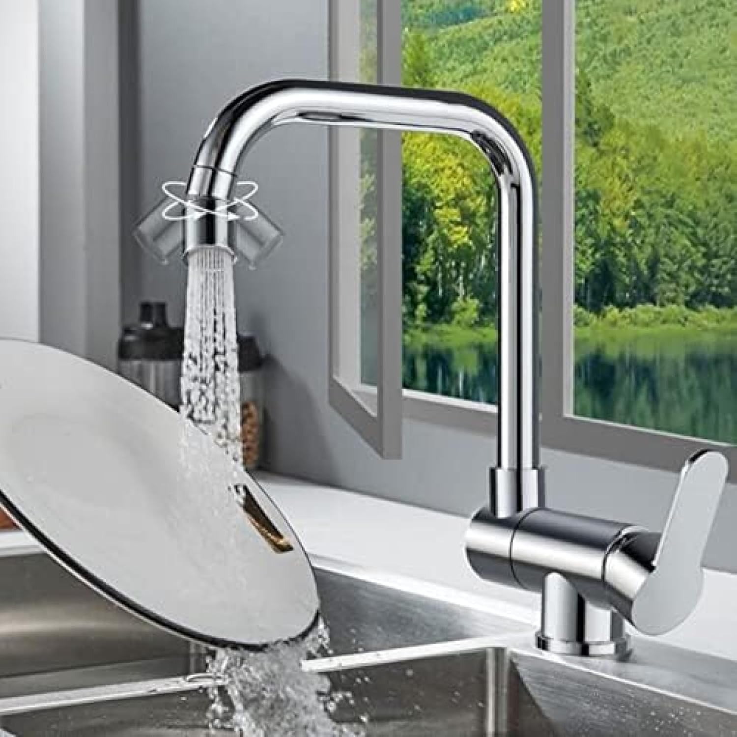 Robinet cuisine pliable sous fenêtre laiton