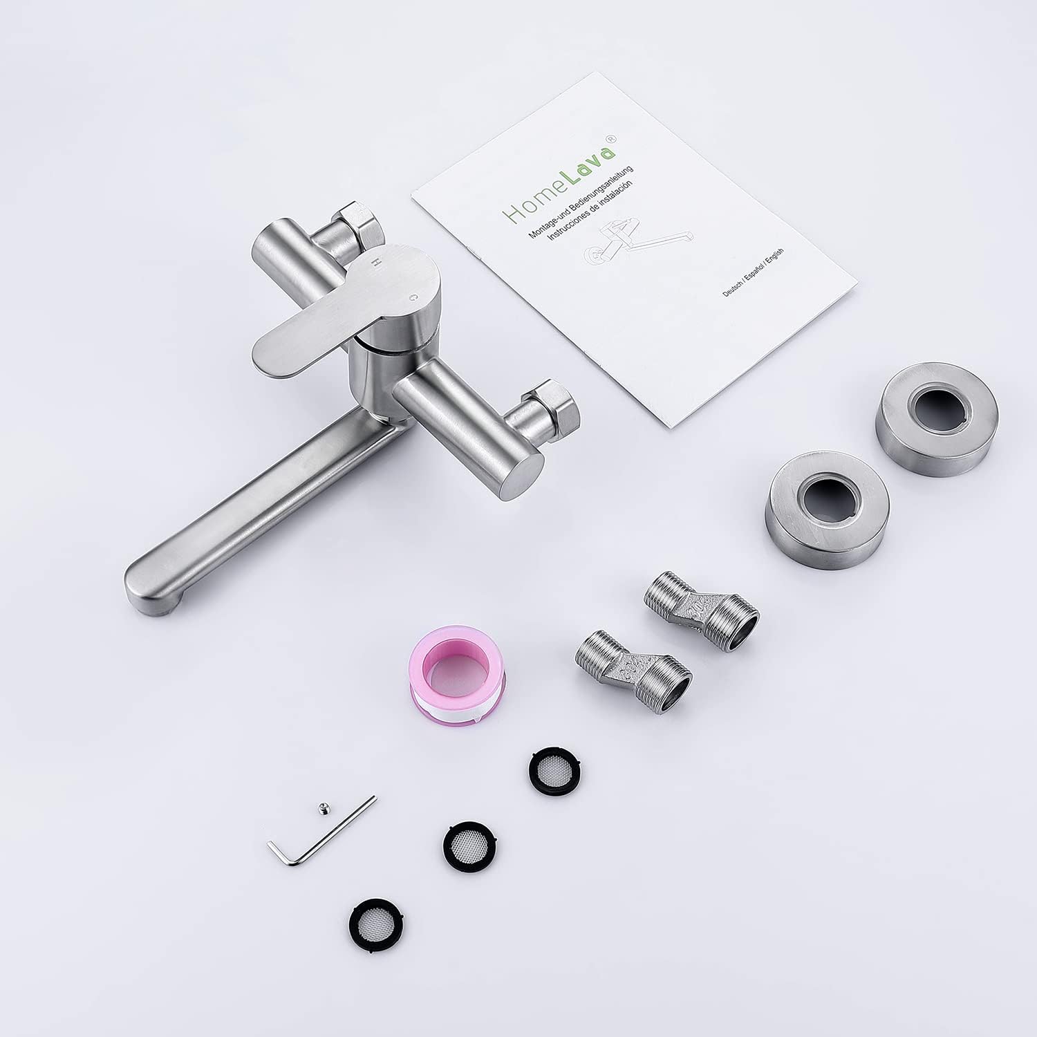 Robinet mural pour cuisine en inox