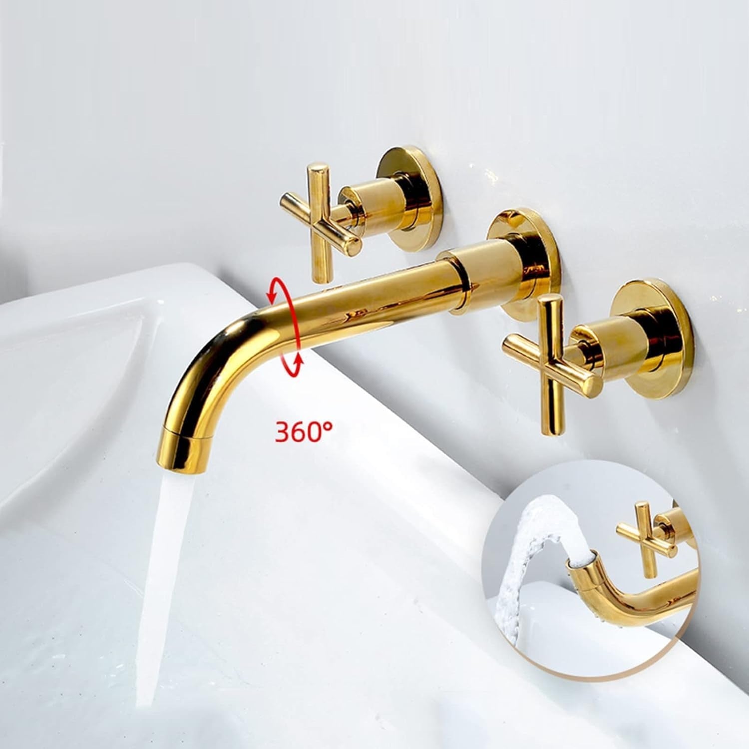 Robinet mural pour salle de bain mural en laiton