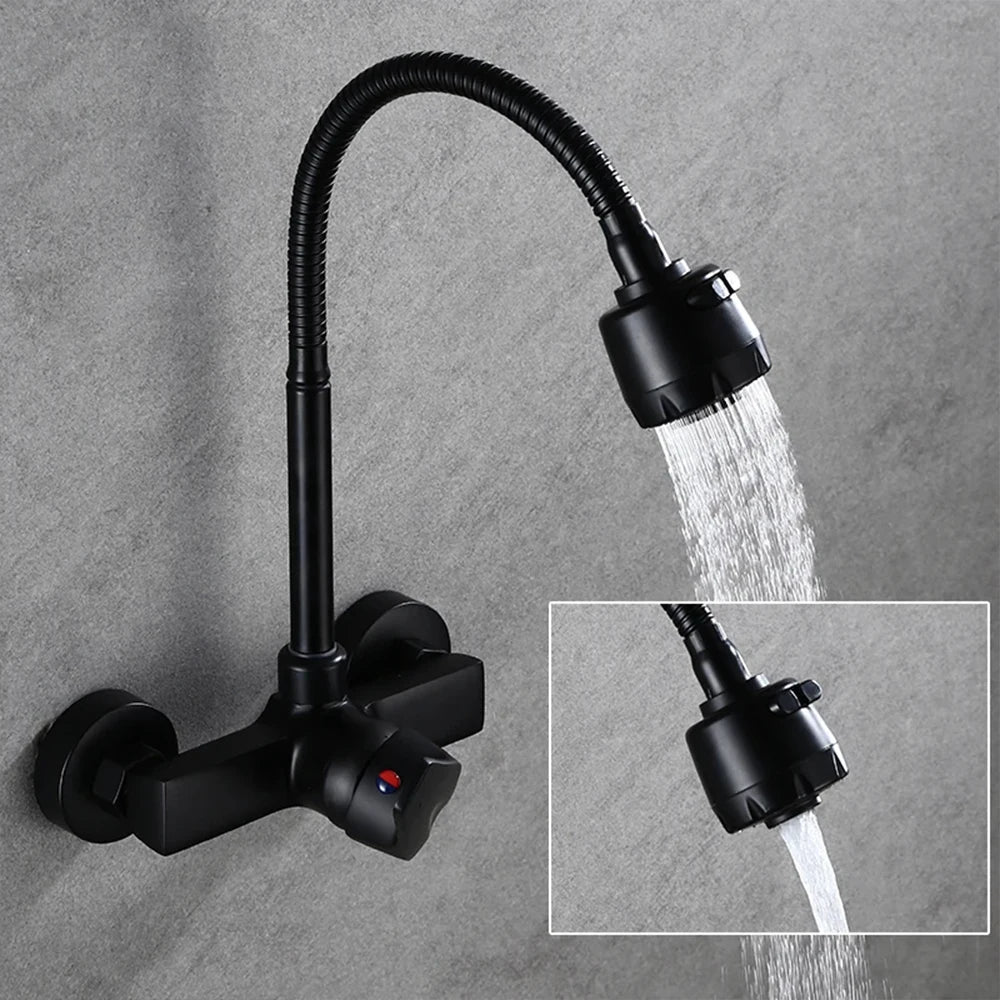 Robinet mural flexible pour cuisine en laiton