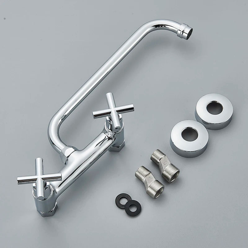 Robinet mural pour cuisine retro en inox