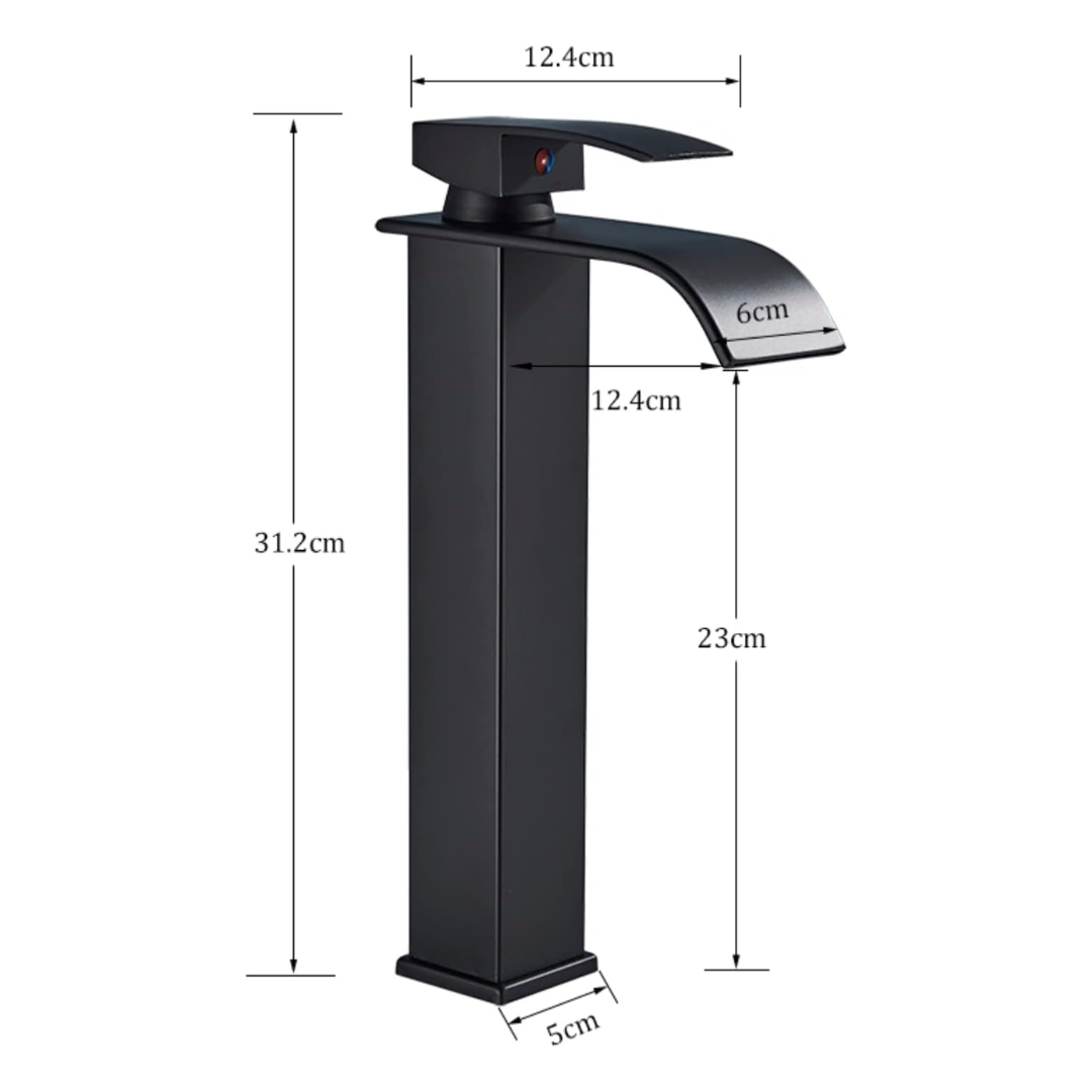 Robinet haut cascade pour vasque salle de bain en laiton