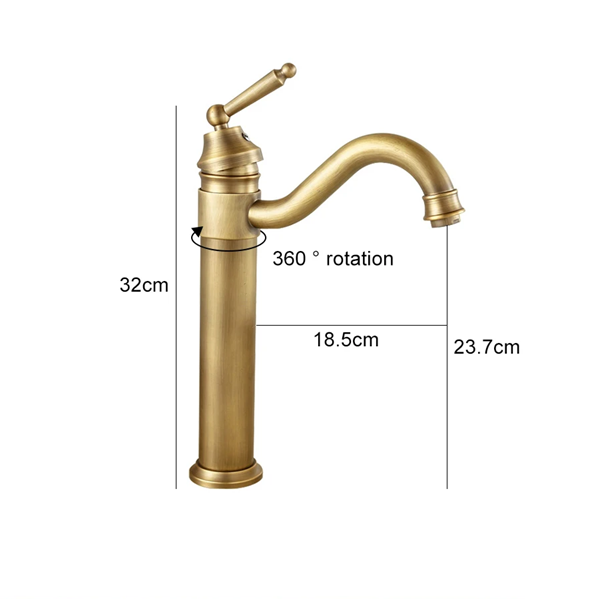 Robinet haut vasque salle de bain vintage en laiton