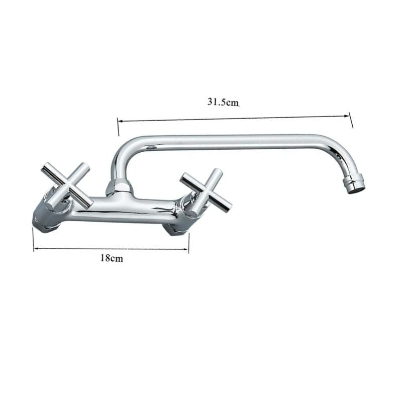 Robinet mural pour cuisine retro en inox