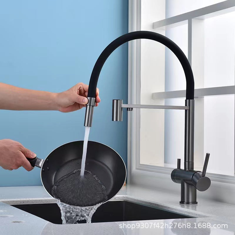 Robinet cuisine flexible purificateur d'eau en laiton