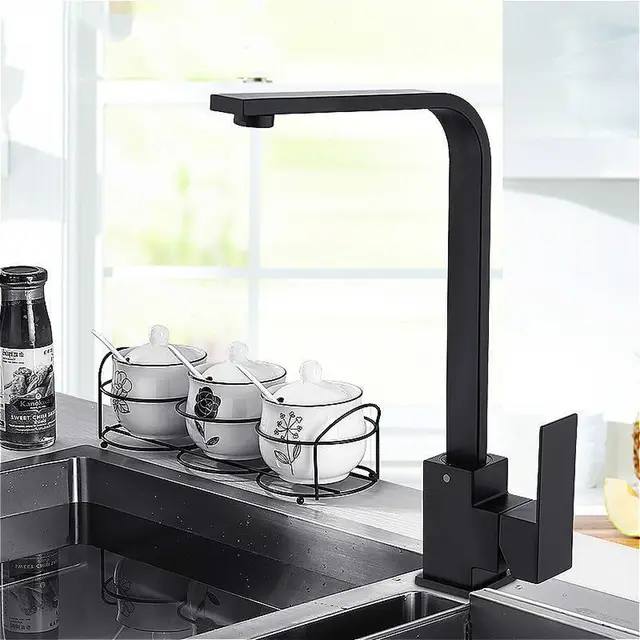 Robinet cuisine avec bec plat en laiton