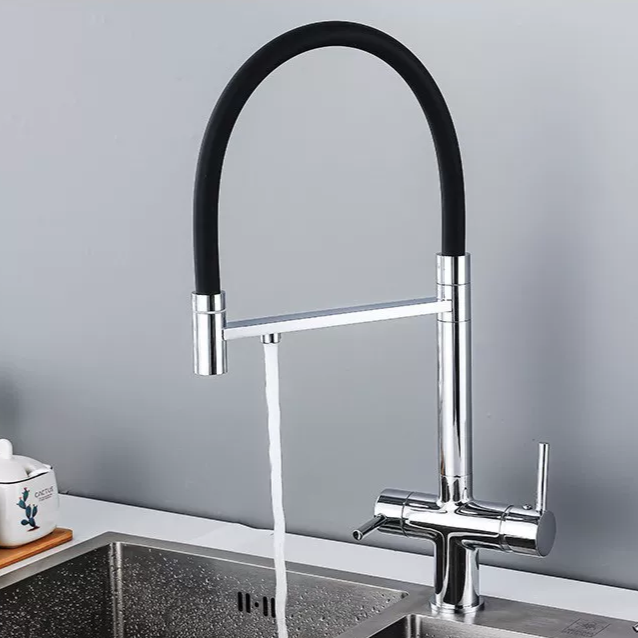 Robinet cuisine flexible purificateur d'eau en laiton