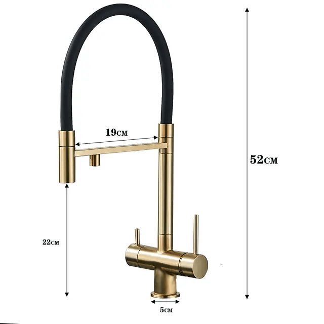 Robinet cuisine flexible purificateur d'eau en laiton
