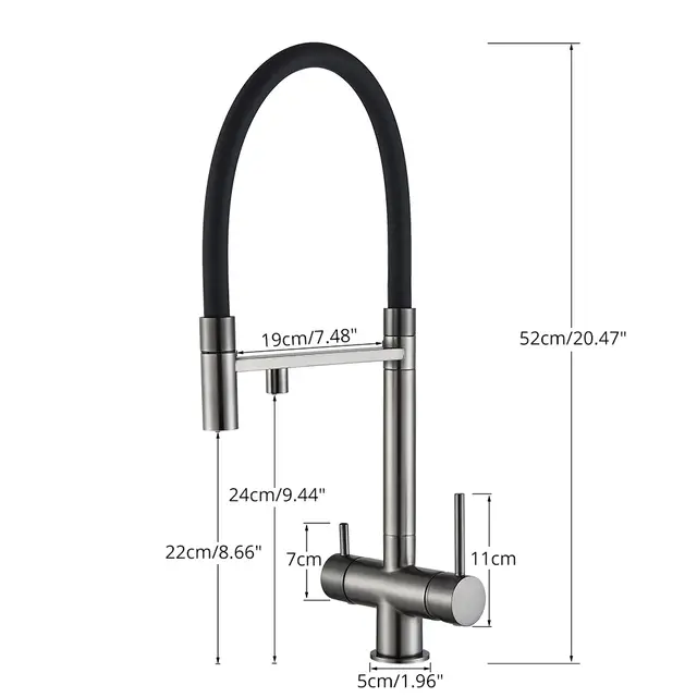 Robinet cuisine flexible purificateur d'eau en laiton