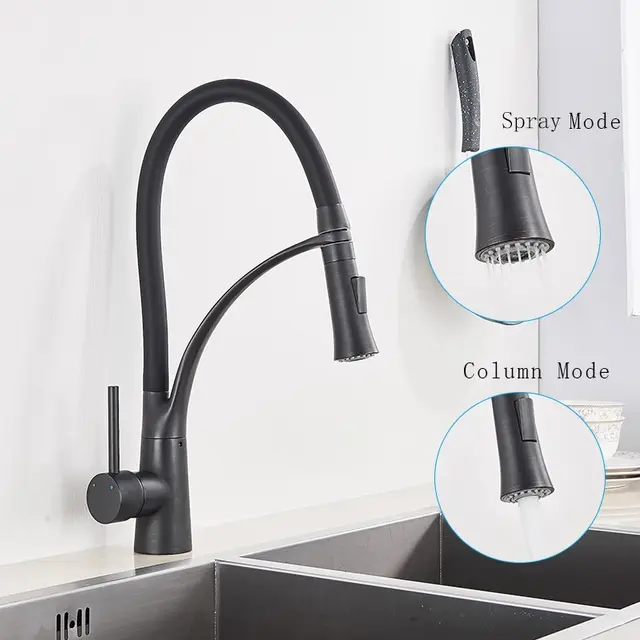 Robinet cuisine flexible 3 voies avec bec en silicone et 2 jets ajustables