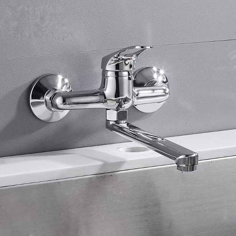 Robinet cuisine mural 3 voies en inox